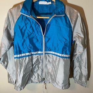 Blue and grey windbreaker